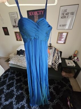 La Femme Vibrant Blue Strappy Maxi Dress Sz6